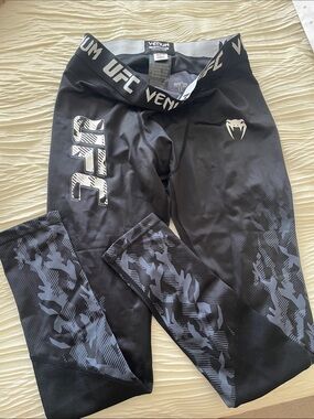 UFC Black Performance Leggings with Gray Accents